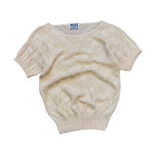 Vintage Pastel Yellow Knit Top Tee Shirt Blouse 80s 90s Kawaii Soft Girl